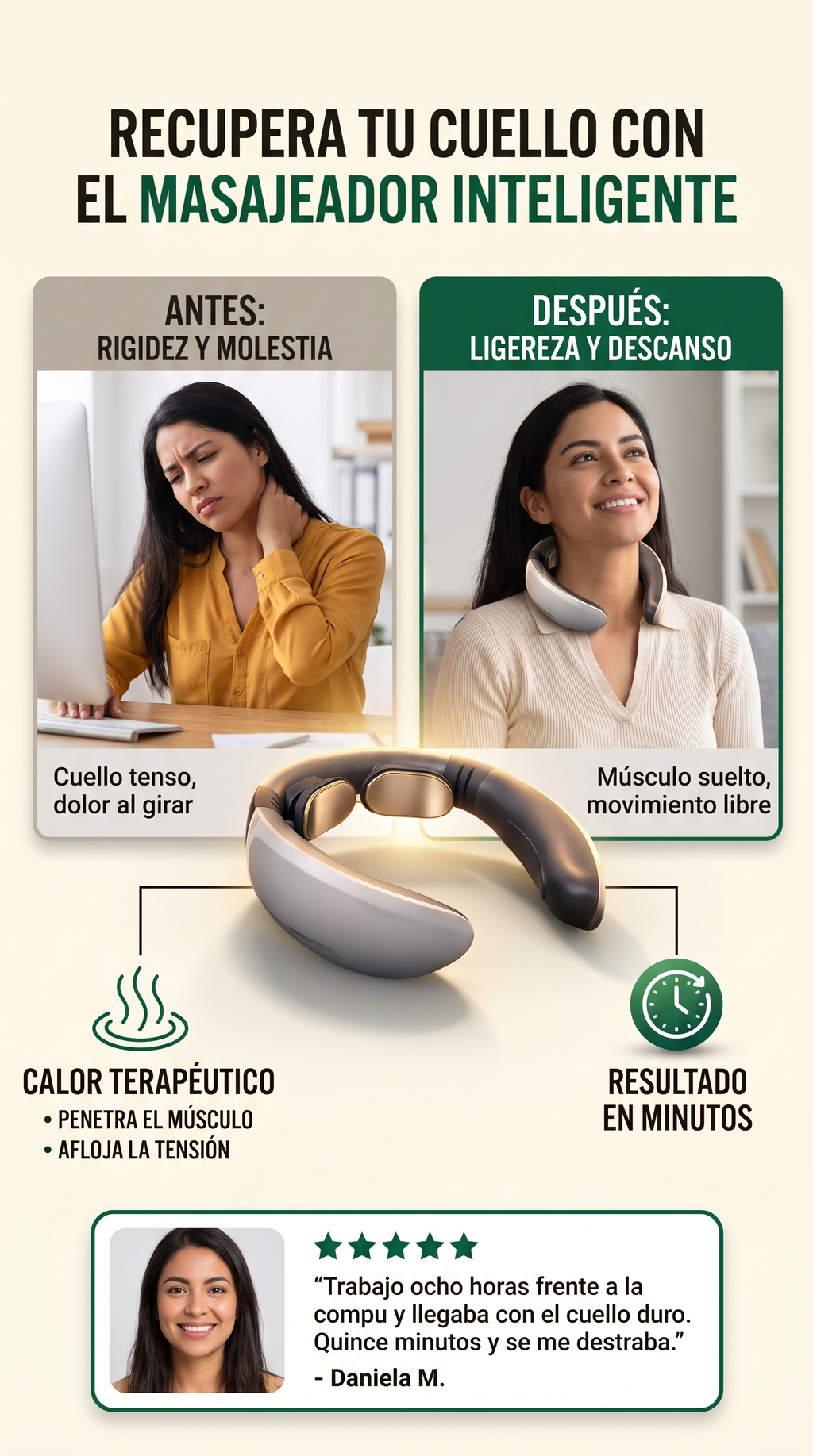 Antes y despues de usar el masajeador