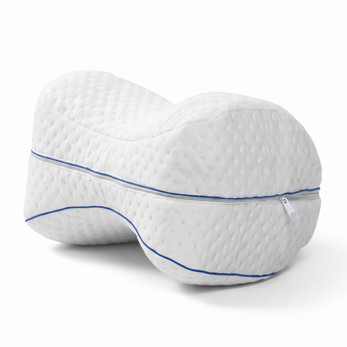 Almohada de piernas blanca de espuma viscoelástica con funda y cierre